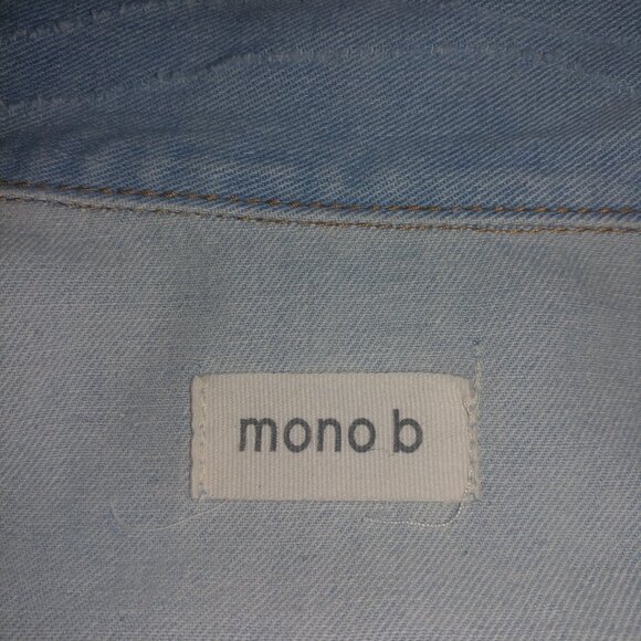 mono b: Distressed Ripped Light Wash Denim Jacket - Women's Size Large - Picture 10 of 11